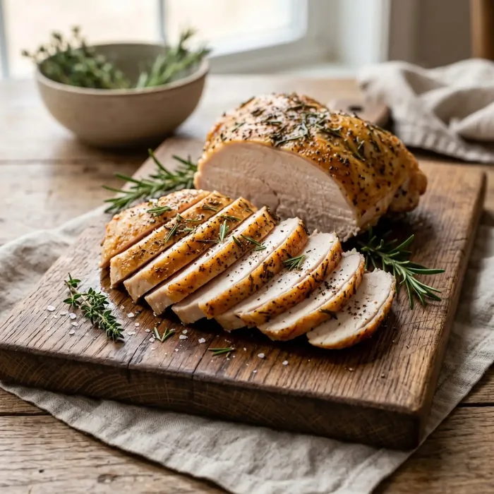 Roast poultry sliced on a board, one of the everyday foods that supply arginine